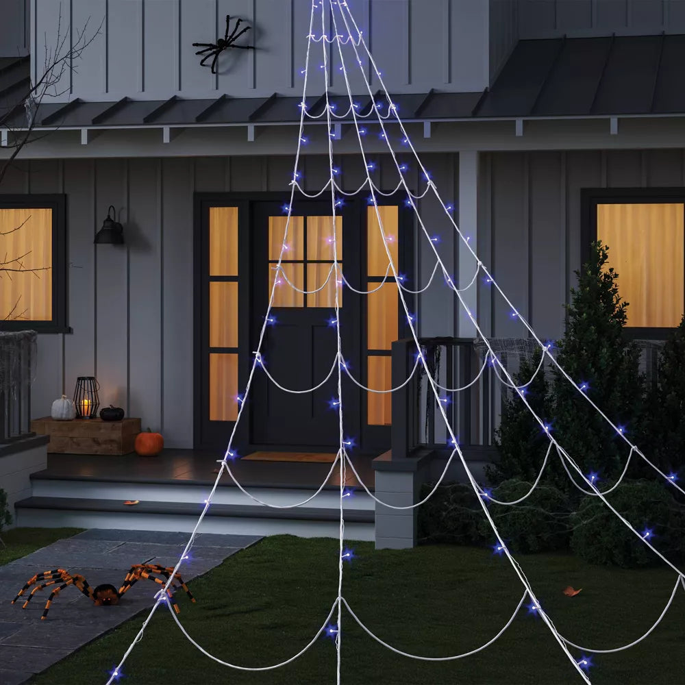 Lumini șir pânză de păianjen LED cu schimbare de culoare, decor de Halloween pentru interior și exterior